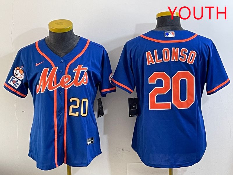 Youth New York Mets #20 Alonso Blue Game Fashion 2025 Nike MLB Jersey style 3->youth mlb jersey->Youth Jersey